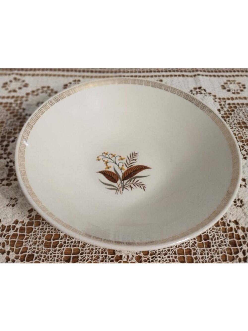 Vtg. Cunningham & Pickett Serving Bowl Handpainted "Oakdale" Gold Trim